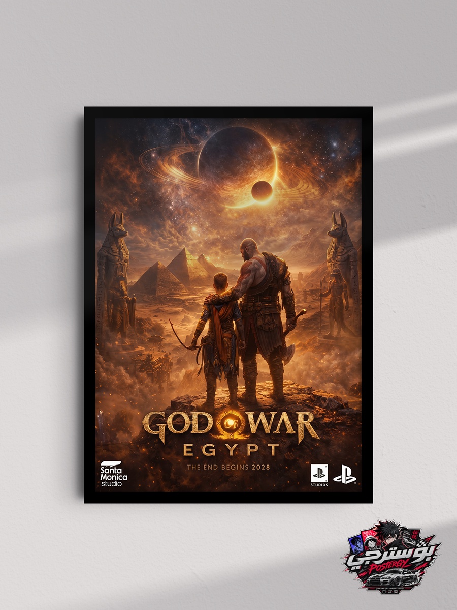 بوستر God of War Egypt – تصميم كريتوس وأتريوس بالمصرية القديمة