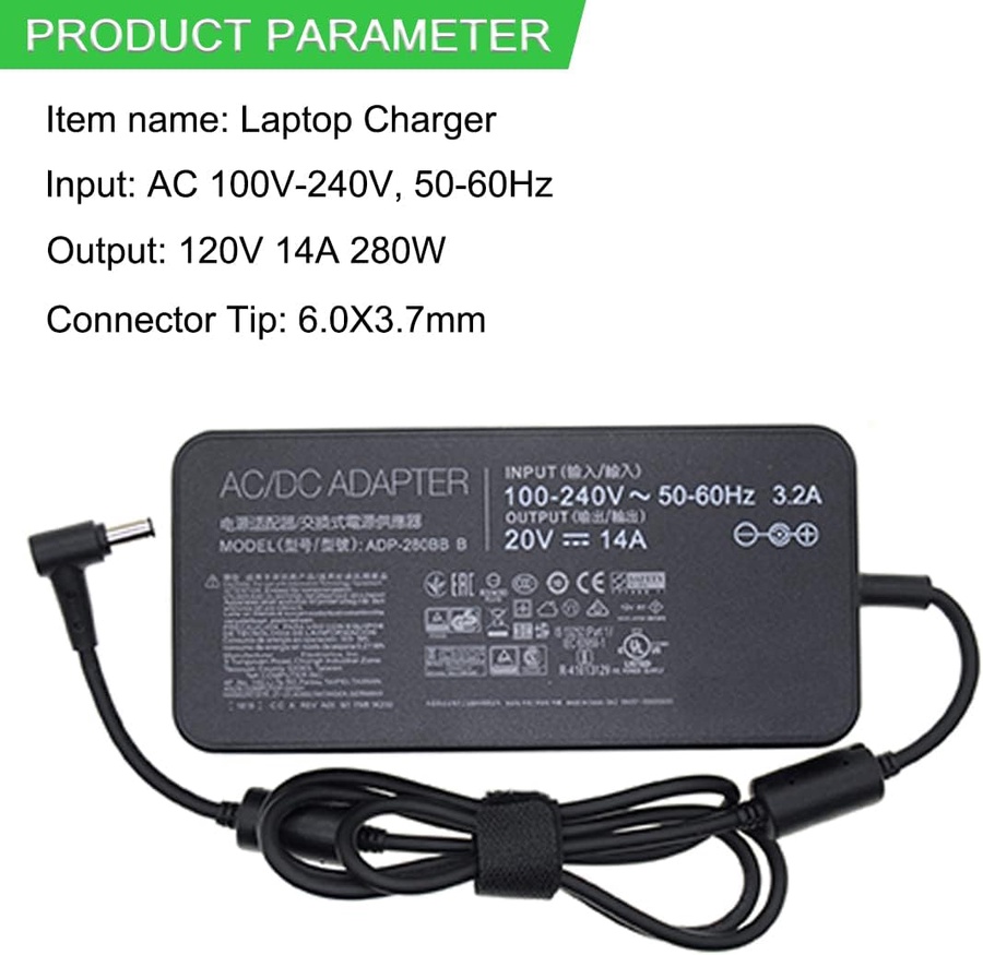 ASUS 280w 20V 14A 280W 6.0x3.7mm Laptop Adapter