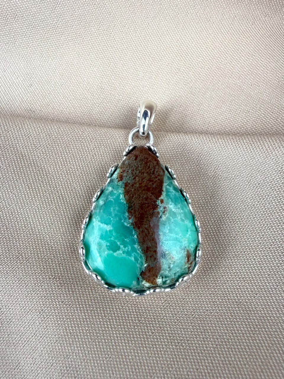 Chrysoprase Silver Pendant