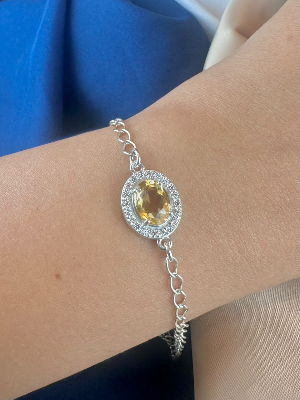 Citrine 925 Silver Bracelet - IGI Certified - 