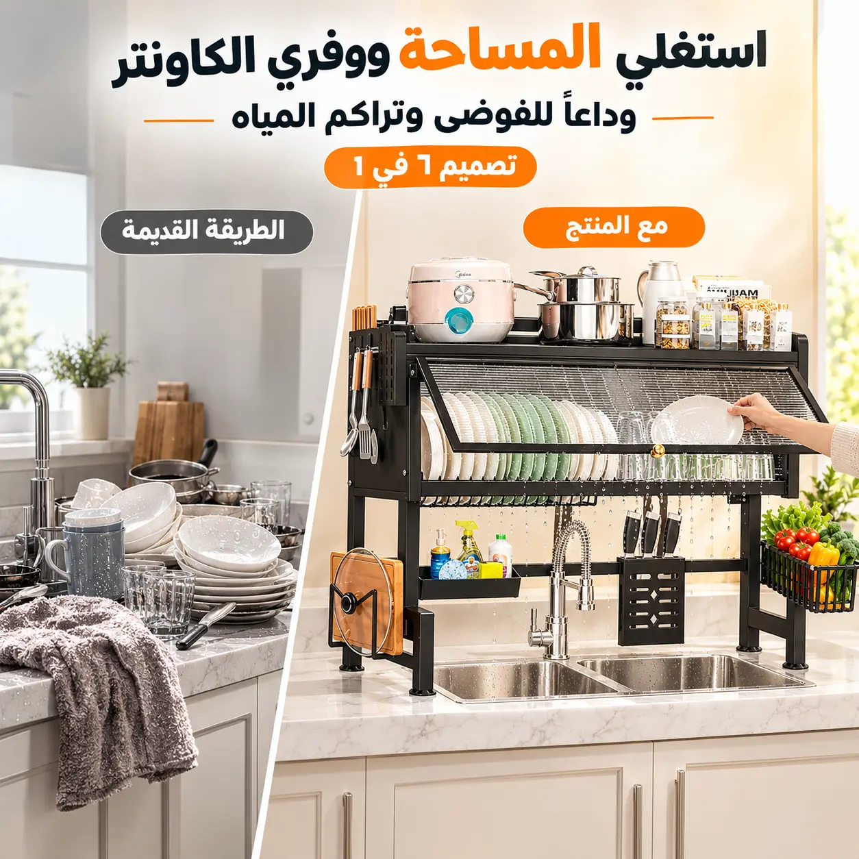 مطبخج صغير؟ استغلي المساحة اللي فوك السنك