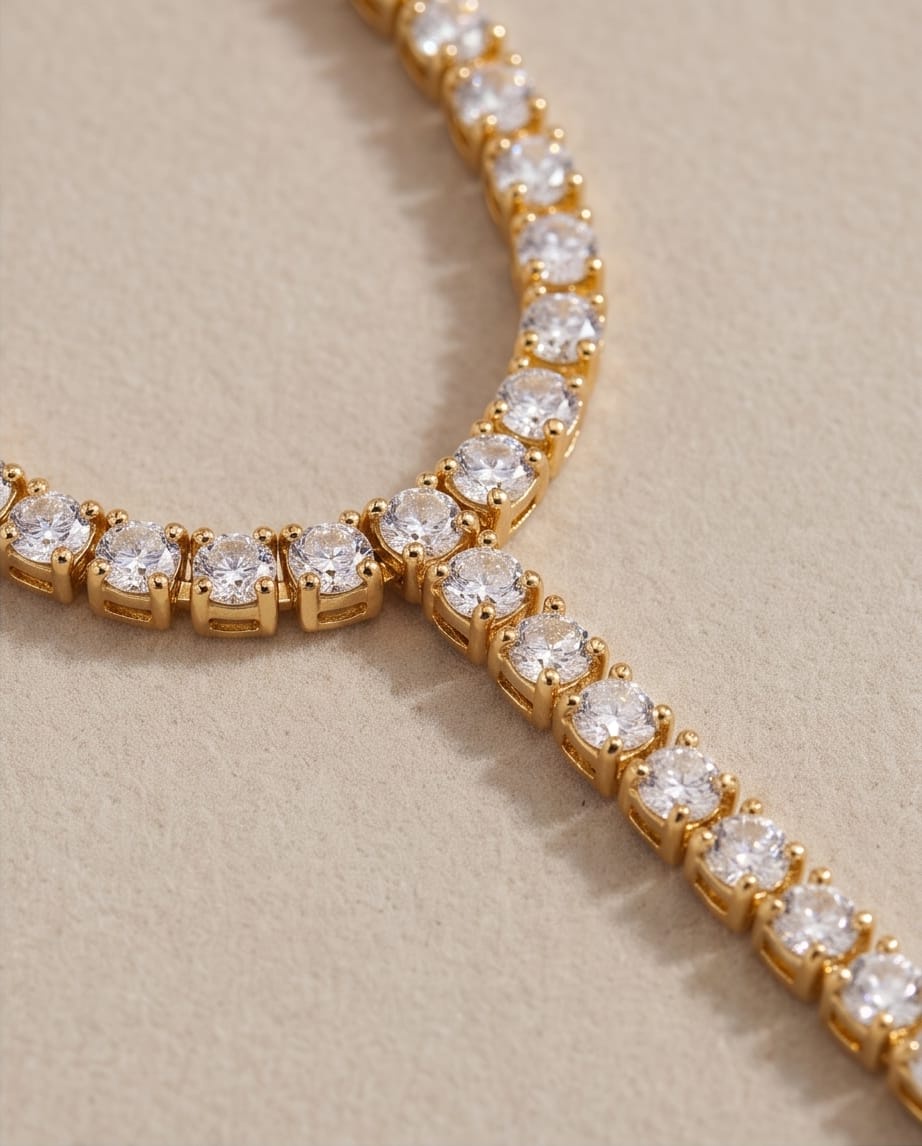 RAWNQ Gold Stainless Steel Crystal Tennis Hand Chain Bracelet