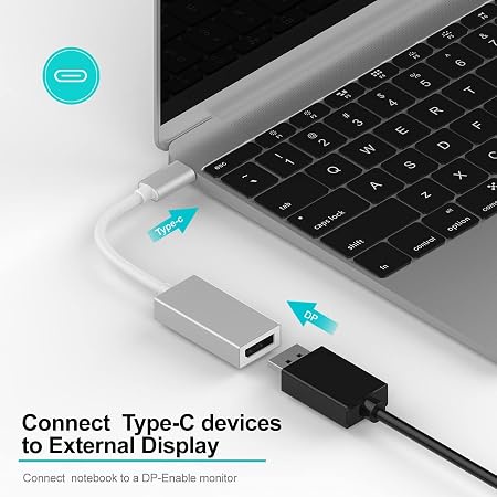  USB C to DisplayPort Adapter 8K Compatible with DP/HDTV Or MacBook/Chromebook, Note 8/S8/S8 Plus, iMac, Dell (USB C to DisplayPort Adapter-8K)