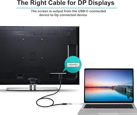  USB C to DisplayPort Adapter 8K Compatible with DP/HDTV Or MacBook/Chromebook, Note 8/S8/S8 Plus, iMac, Dell (USB C to DisplayPort Adapter-8K)