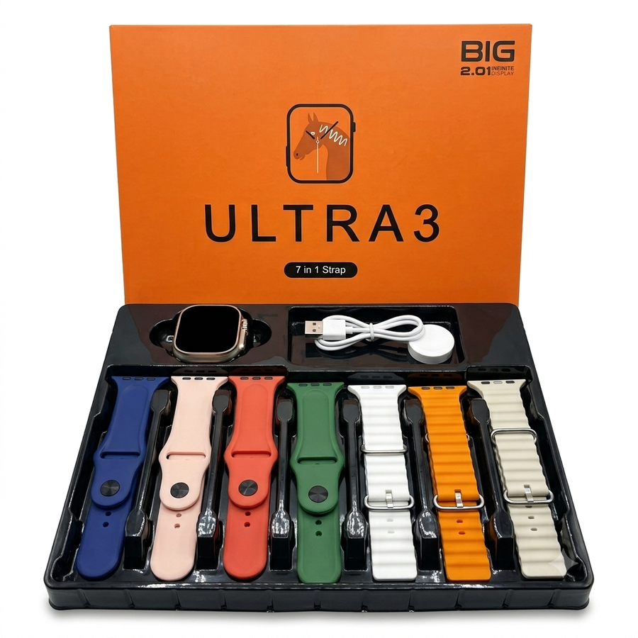 ساعه ذكيه Ultra 3 مقاس 49ml مع 7 استراب شاشه 2.01