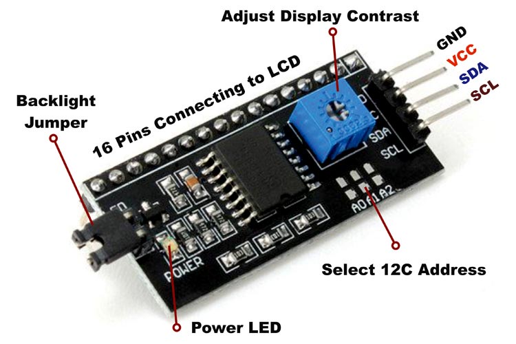 Wasla I2C Serial Adapter Module for LCD Displays