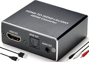 AVVA 4K x 2K HDMI Audio Extractor Splitter, HDMI to HDMI Audio and Optical (Support 3.5mm Stereo Audio Output)