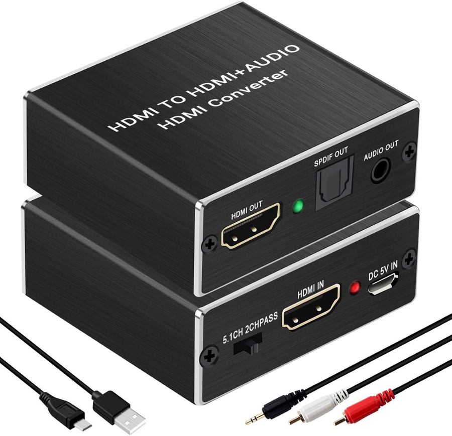 AVVA 4K x 2K HDMI Audio Extractor Splitter, HDMI to HDMI Audio and Optical (Support 3.5mm Stereo Audio Output)