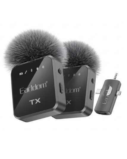 Earldom MC13 Portable 3-in-1 Wireless Collar Clip Microphone -Dual Mic