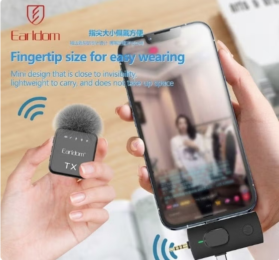 Earldom MC13 Portable 3-in-1 Wireless Collar Clip Microphone -Dual Mic