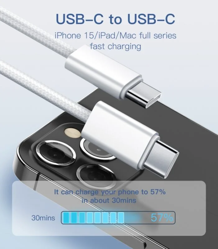  لدنيو كابل من النوع C إلى النوع C بطول 1 متر و 65 وات قوي ومتين LC901C