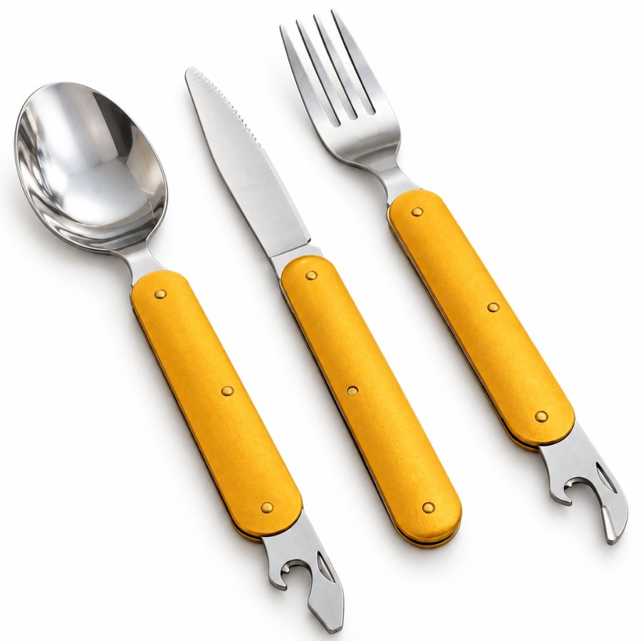 3-in-1 Camping Cutlery Set – Spoon, Fork & Knife  طقم أدوات مائدة للتخييم 3 في 1 – ملعقة وشوكة وسكين