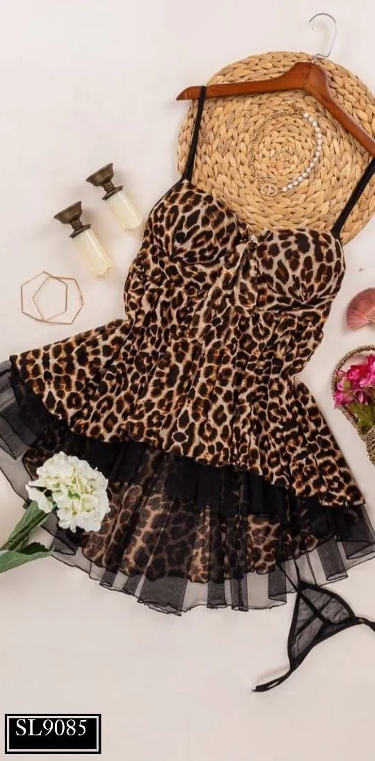 Leopard Lace Babydoll Set 9085