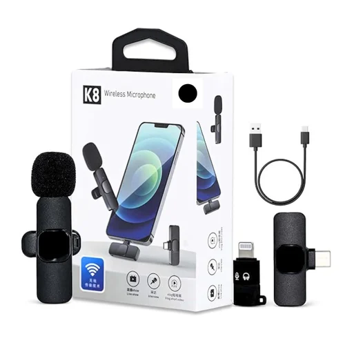 K8 Dual-Plug Wireless Lavalier Mic (Type-C + Lightning)
