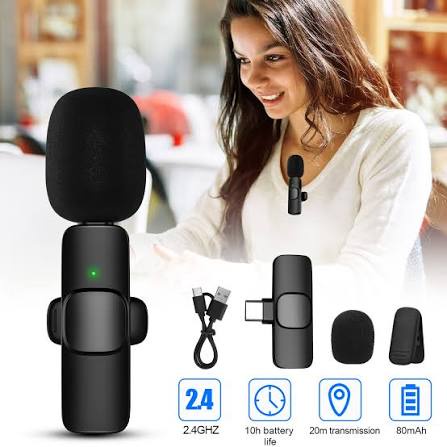K8 Dual-Plug Wireless Lavalier Mic (Type-C + Lightning)