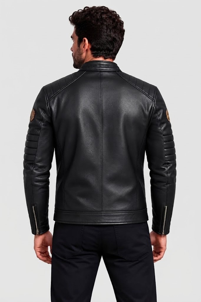 جاكت جلد بادجات |Leather Jacket with Badges