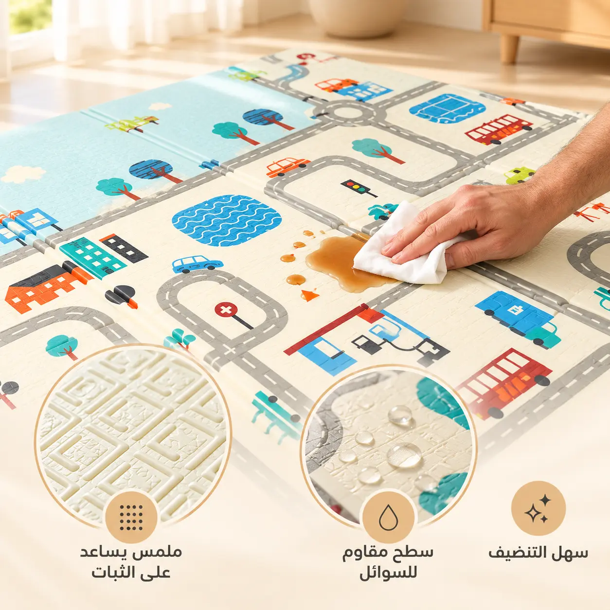 سجادة أطفال قابلة للطي – 200×180 سم | Foldable Kids Play Mat – 200×180 cm