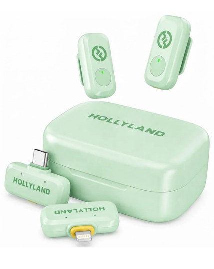 Hollyland Lark A1 Combo Wireless Microphone Mint Green with USB-C & Lightning Receivers