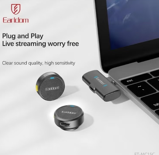 Earldom MC15C Wireless Microphone with Type-C Receiver & Noise Cancellation
