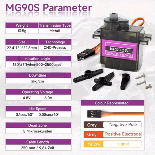 MG90S Micro Servo Continuous Rotation 360 Degree (All Metal Gear )