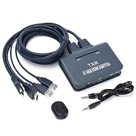 AVVA HDMI KVM Switch for 2 PCs, Supports HD Monitor, Keyboard, Mouse, 4K@30Hz