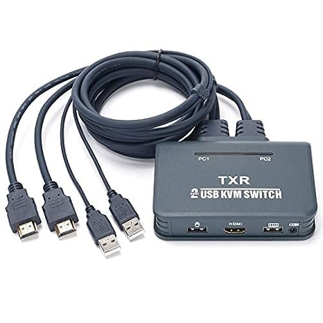 AVVA HDMI KVM Switch for 2 PCs, Supports HD Monitor, Keyboard, Mouse, 4K@30Hz
