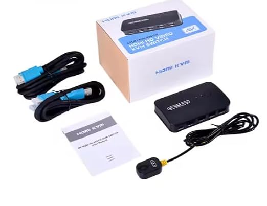 AVVA HDMI KVM Switch for 2 PCs, Supports HD Monitor, Keyboard, Mouse, 4K@30Hz