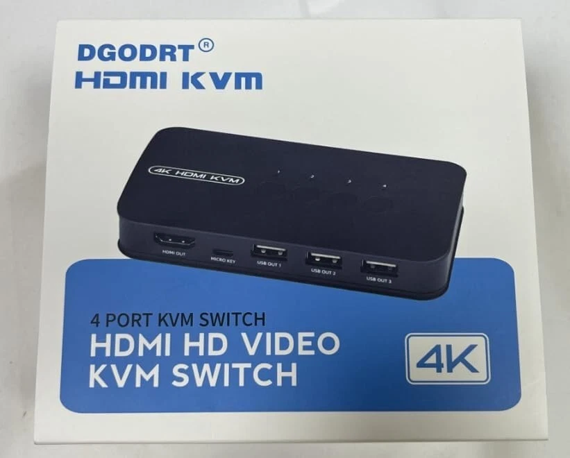 AVVA HDMI KVM Switch for 4 PCs, Supports HD Monitor, Keyboard, Mouse, 4K@30Hz