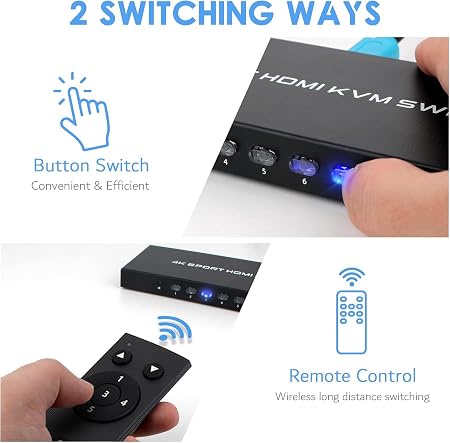 AVVA HDMI KVM Switch for 8 PCs, Supports HD Monitor, Keyboard, Mouse, 4K@30Hz