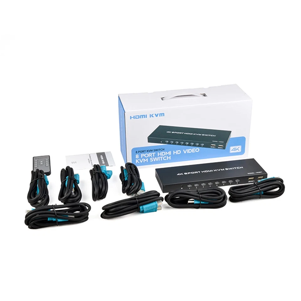 AVVA HDMI KVM Switch for 8 PCs, Supports HD Monitor, Keyboard, Mouse, 4K@30Hz