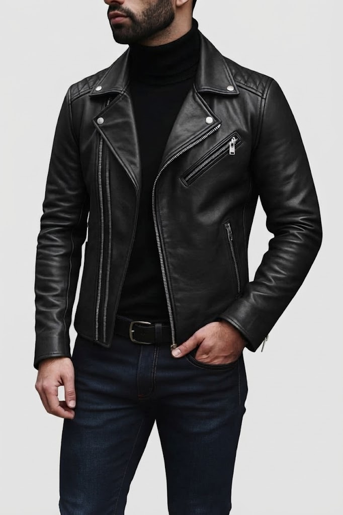 Biker Leather Jacket | جاكت جلد بايكر