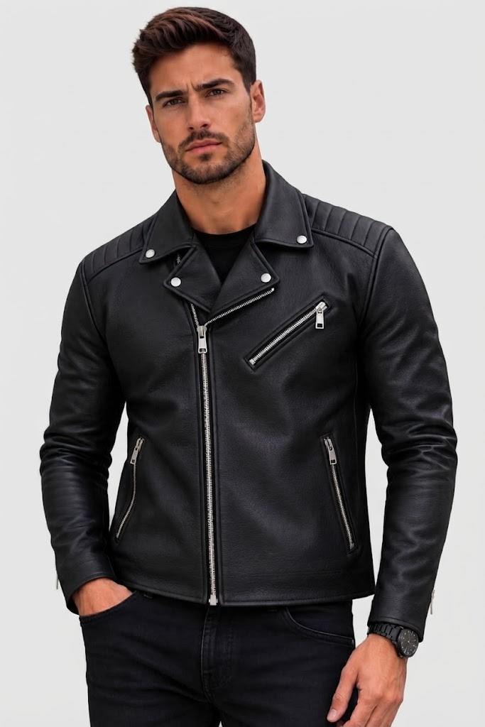Biker Leather Jacket | جاكت جلد بايكر