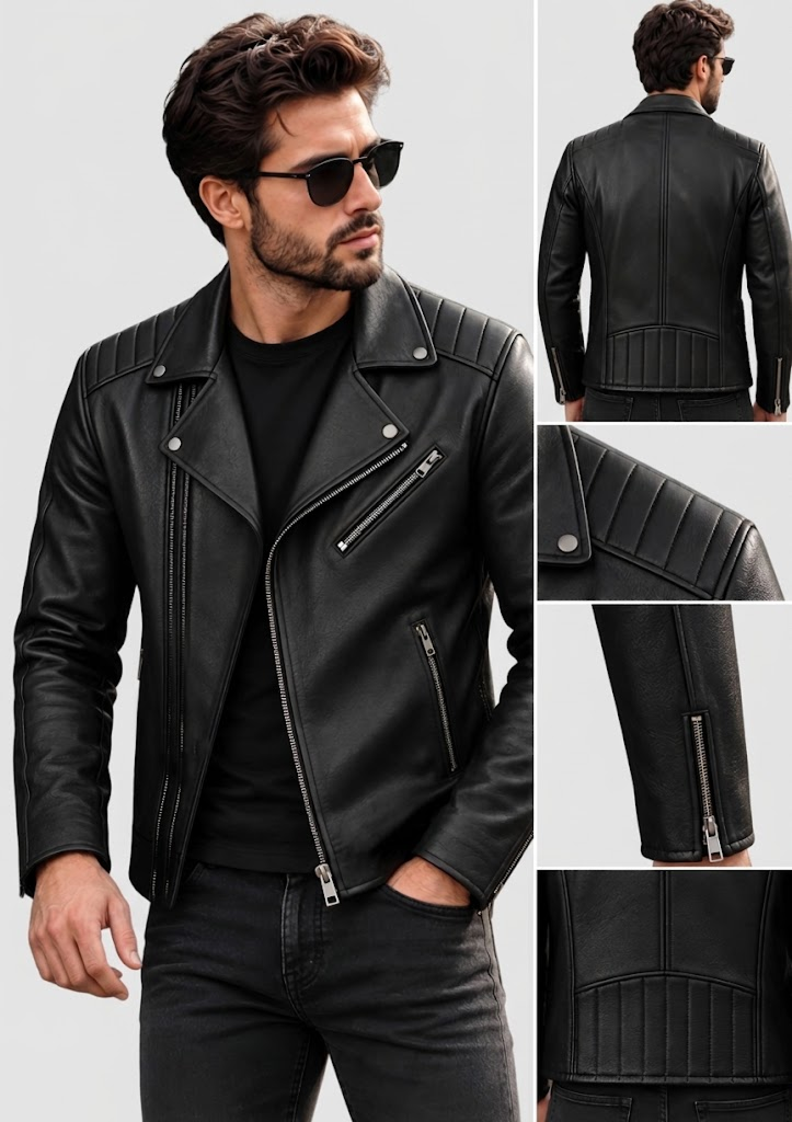 Biker Leather Jacket | جاكت جلد بايكر