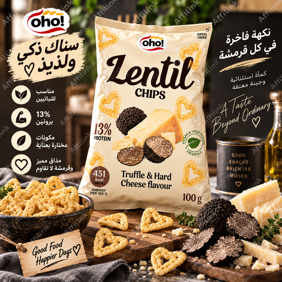 شيبس العدس بنكهة الكمأة والجبنة المعتقة