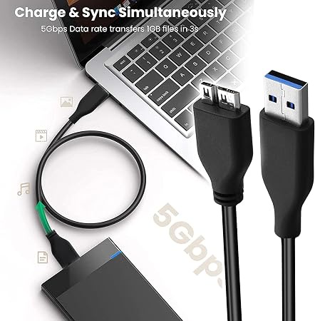 2Pcs  external hard disk usb 3.0 data cable for hard disk and charger tablet super speed 50cm - black