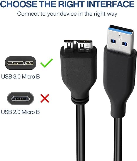 2Pcs  external hard disk usb 3.0 data cable for hard disk and charger tablet super speed 50cm - black