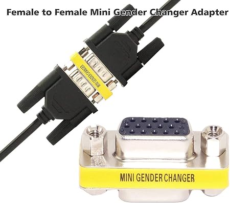 2Pcs VGA Female(15 Pin) to Female(15Pin) Mini Gender Changer Convertor Adapters  