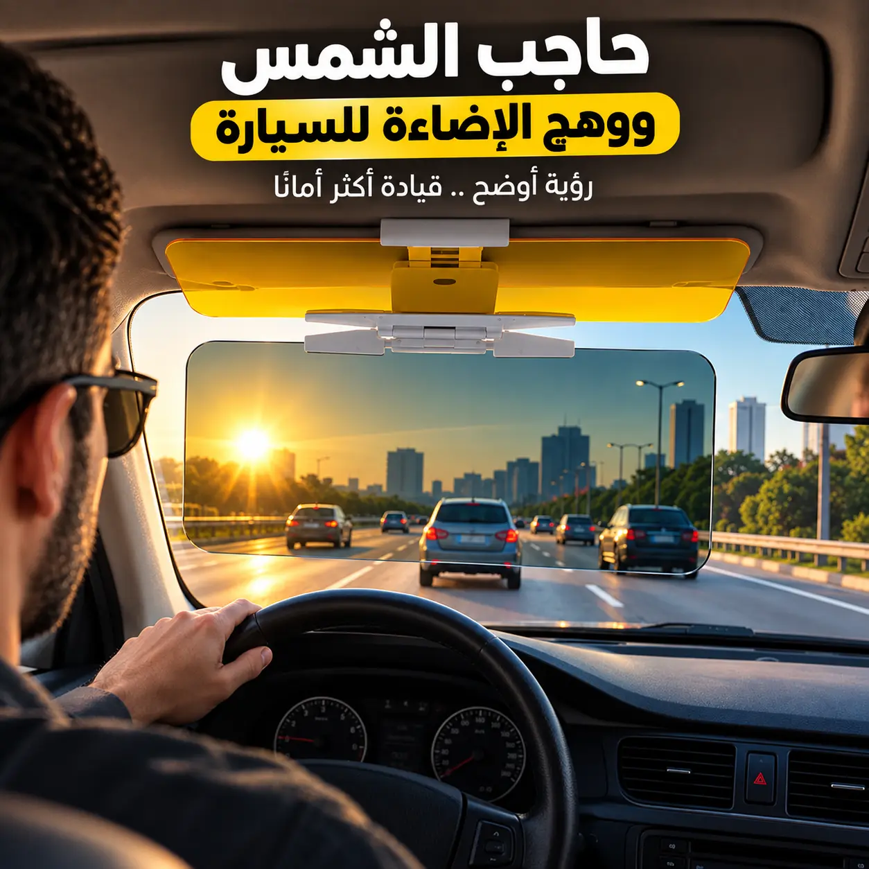 حاجب الشمس ووهج الإضاءة - قبل وبعد الاستخدام بالليل والشبورة
