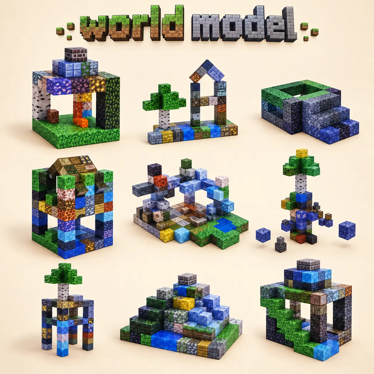 مكعبات ماين كرافت المغناطيسية - 100 قطعة | Minecraft Magnetic Block Building Set