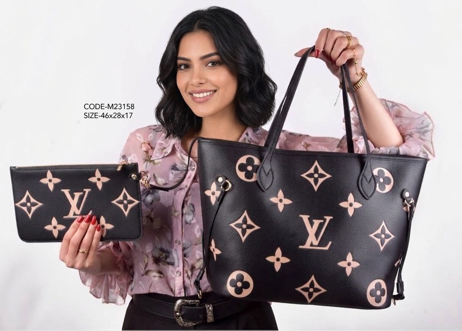 Louis Vuitton Neverfull MM Monogram Empreinte Bicolor Tote Bag Mirror Quality With Box