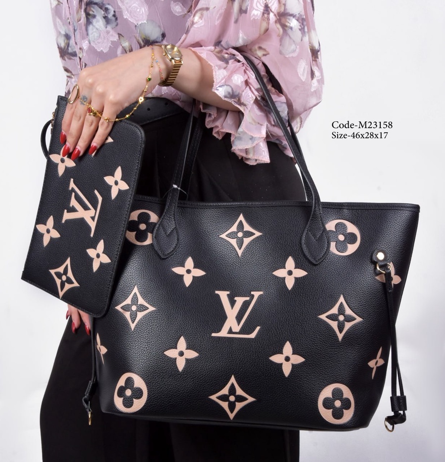 Louis Vuitton Neverfull MM Monogram Empreinte Bicolor Tote Bag Mirror Quality With Box