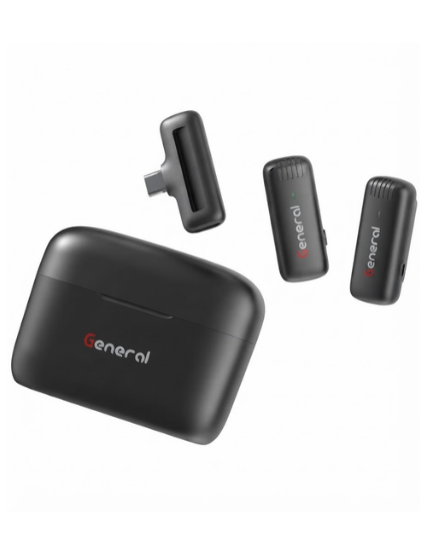 General GM39 Dual Wireless Lavalier Microphone with Type-C Receiver and Charging Case