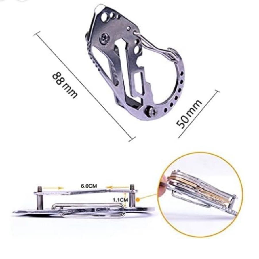 Multifunctional Carabiner Keychain Tool | أداة كارابينر متعددة الوظائف لميدالية المفاتيح