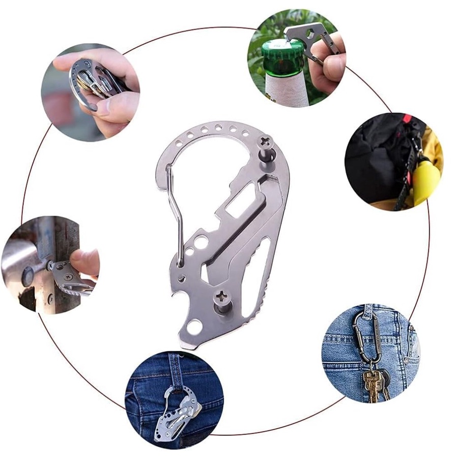 Multifunctional Carabiner Keychain Tool | أداة كارابينر متعددة الوظائف لميدالية المفاتيح