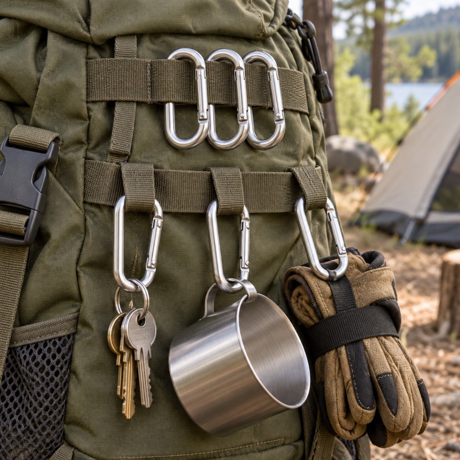 6-Piece Metal Carabiner Clip Set | طقم مشابك كارابينر معدنية – 6 قطع