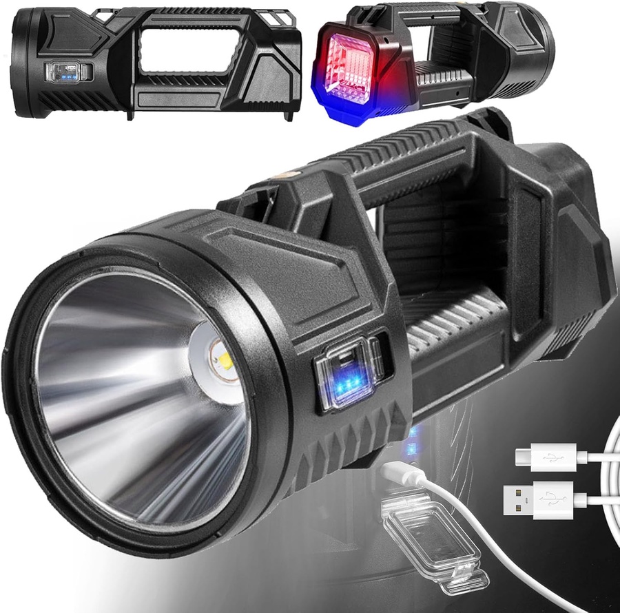 مصباح LED P70 الخارق إضاءة قوية فائقة المدى وشحن شمسي متعدد الوظائف ذكي لكل مغامراتك!