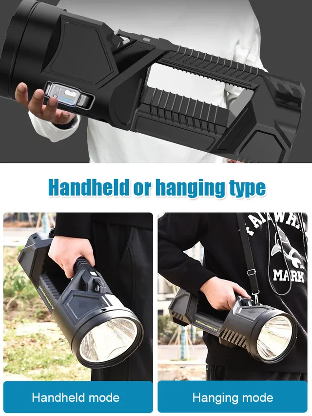 مصباح LED P70 الخارق إضاءة قوية فائقة المدى وشحن شمسي متعدد الوظائف ذكي لكل مغامراتك!