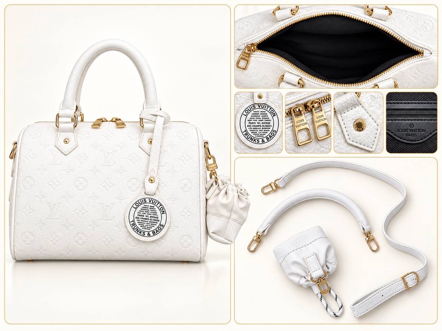 Louis Vuitton Speedy 30 Empreinte Leather Bag With Trunks & Bags Charm and Mini Pouch