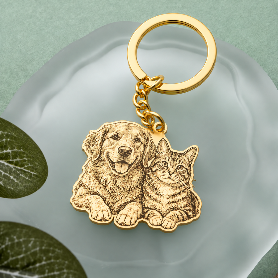 Custom 2 Pet Photo Keychain