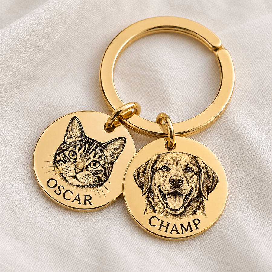 Personalized Keychain 2 Pet Portrait